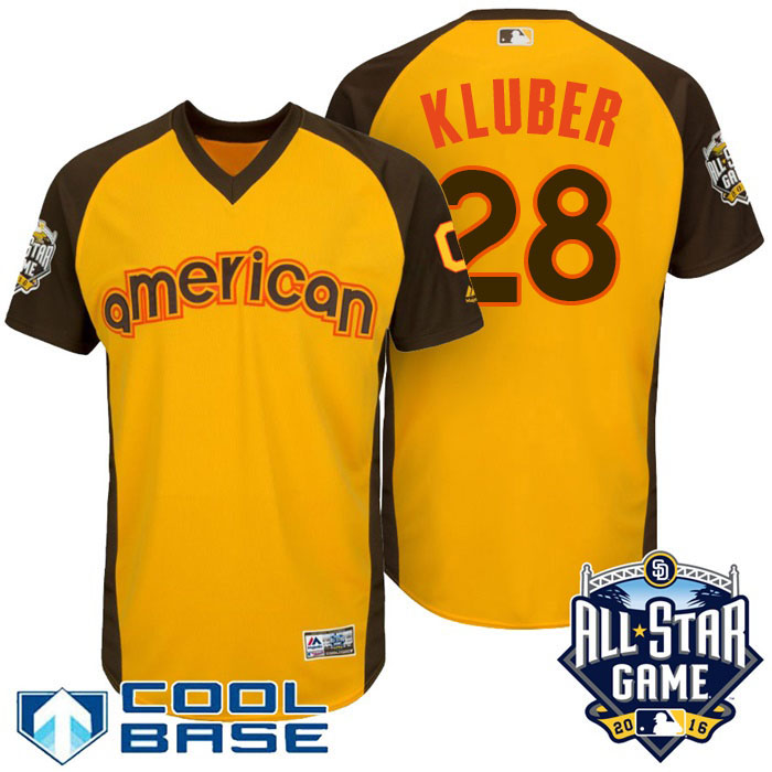 2016 MLB All-Star American Cleveland Indians Corey Kluber #28 Yellow Home Run Derby Cool Base Jersey