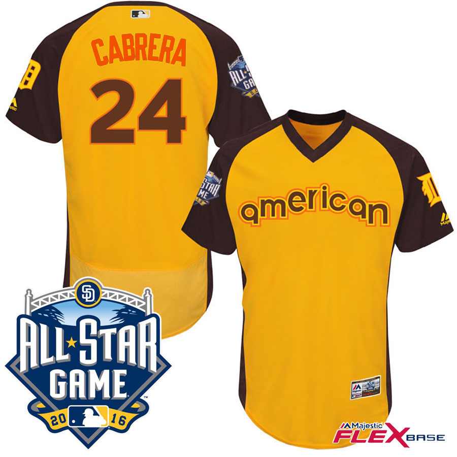 2016 MLB All-Star American Detroit Tigers #24 Miguel Cabrera Gold Home Run Derby Flex Base Jersey