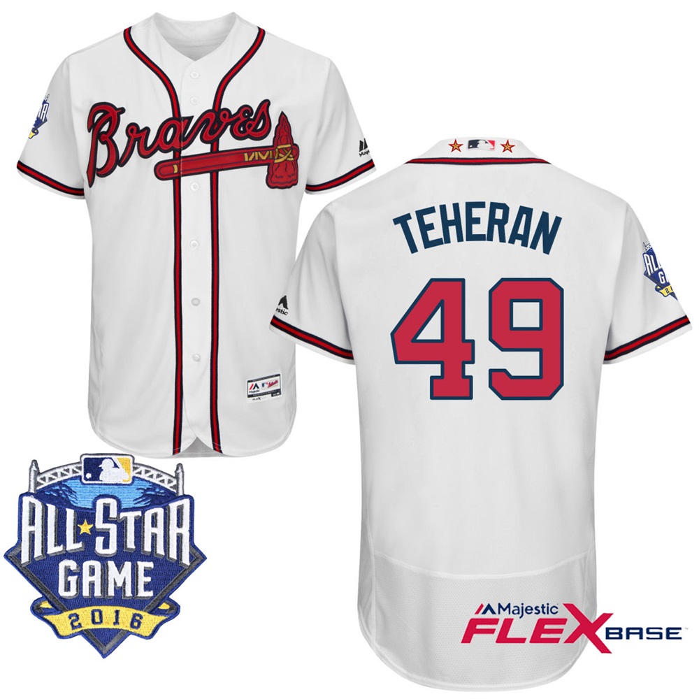 Atlanta Braves #49 Julio Teheran White 2016 MLB All-Star Game Patch Flex Base Jersey