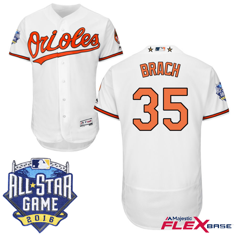 Baltimore Orioles #35 Brad Brach White 2016 MLB All-Star Game Patch Flex Base Jersey