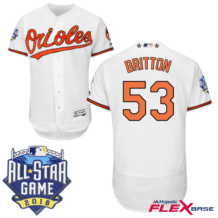 Baltimore Orioles #53 Zach Britton White 2016 MLB All-Star Game Patch Flex Base Jersey