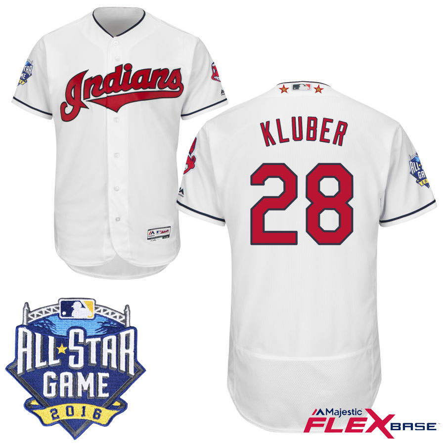 Cleveland Indians #28 Corey Kluber White 2016 MLB All-Star Game Patch Flex Base Jersey