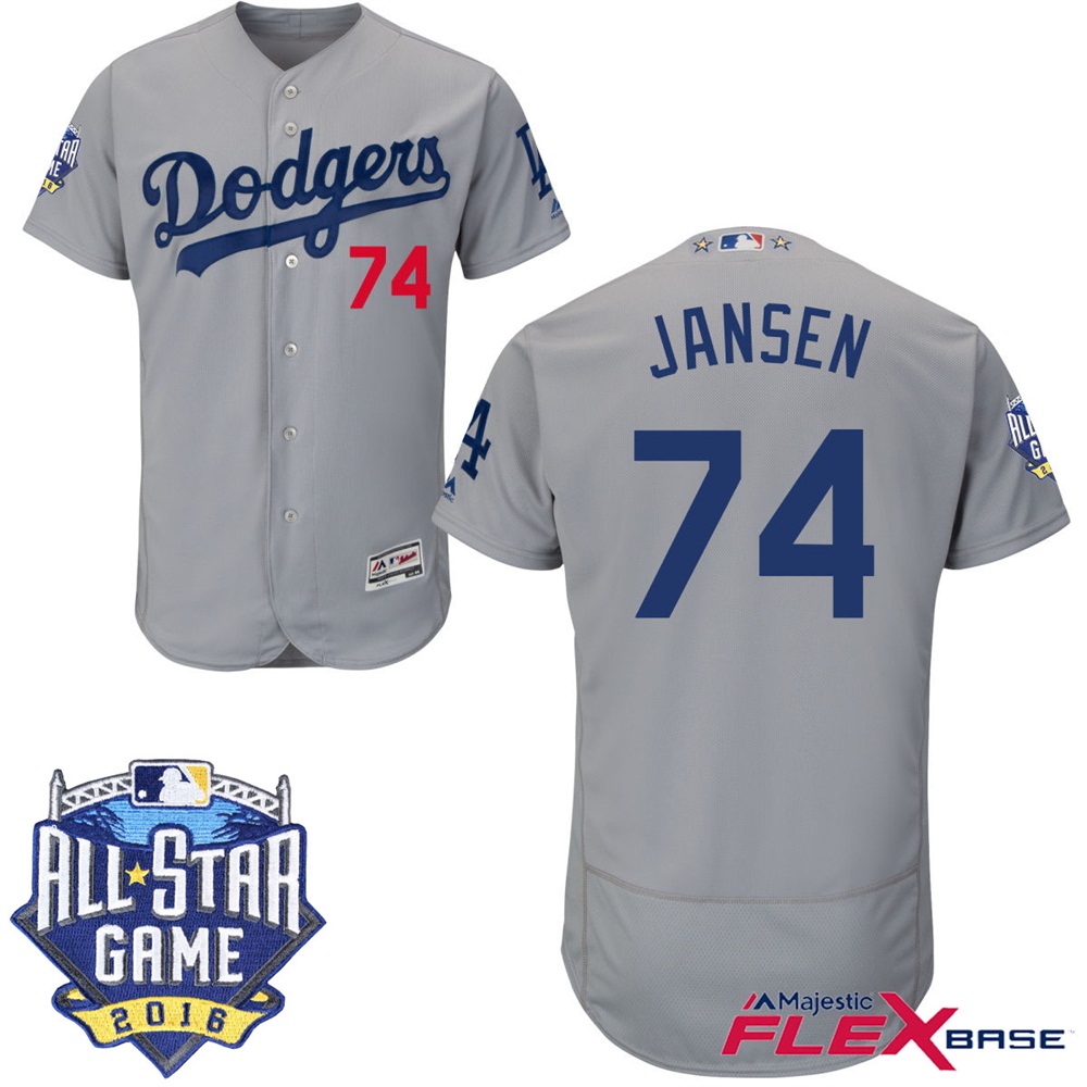 Los Angeles Dodgers #74 Kenley Jansen Gray 2016 MLB All-Star Game Patch Flex Base Jersey