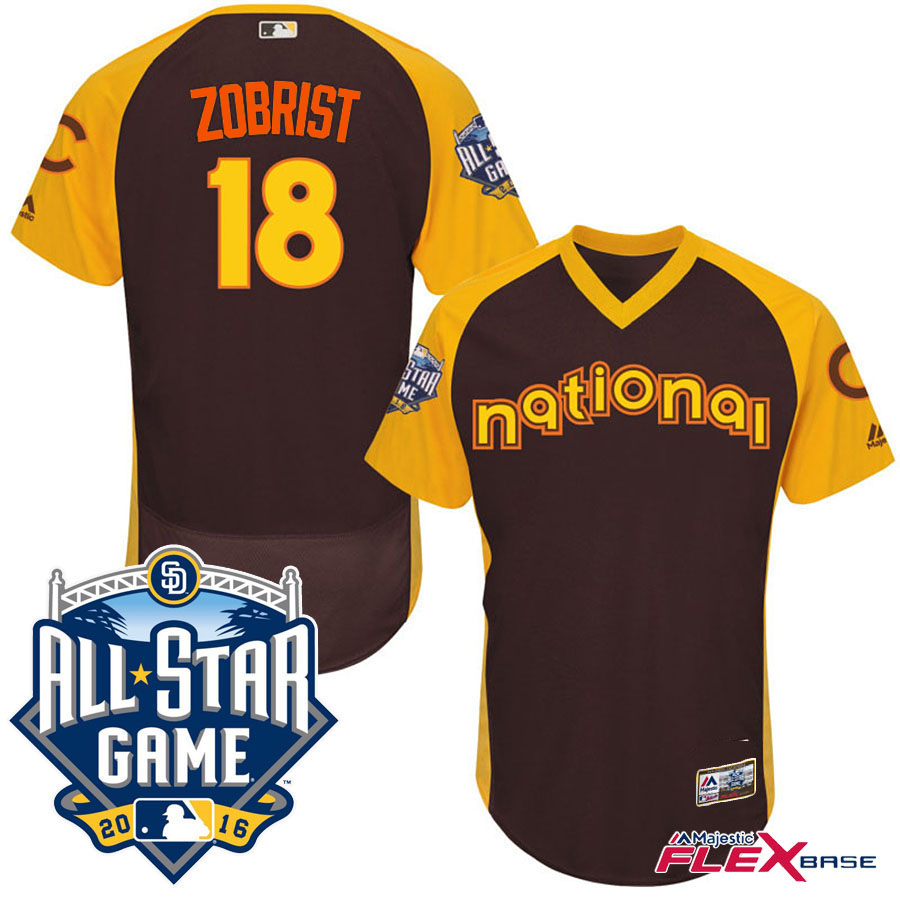 2016 MLB All-Star National Chicago Cubs #18 Ben Zobrist Brown Home Run Derby Flex Base Jersey