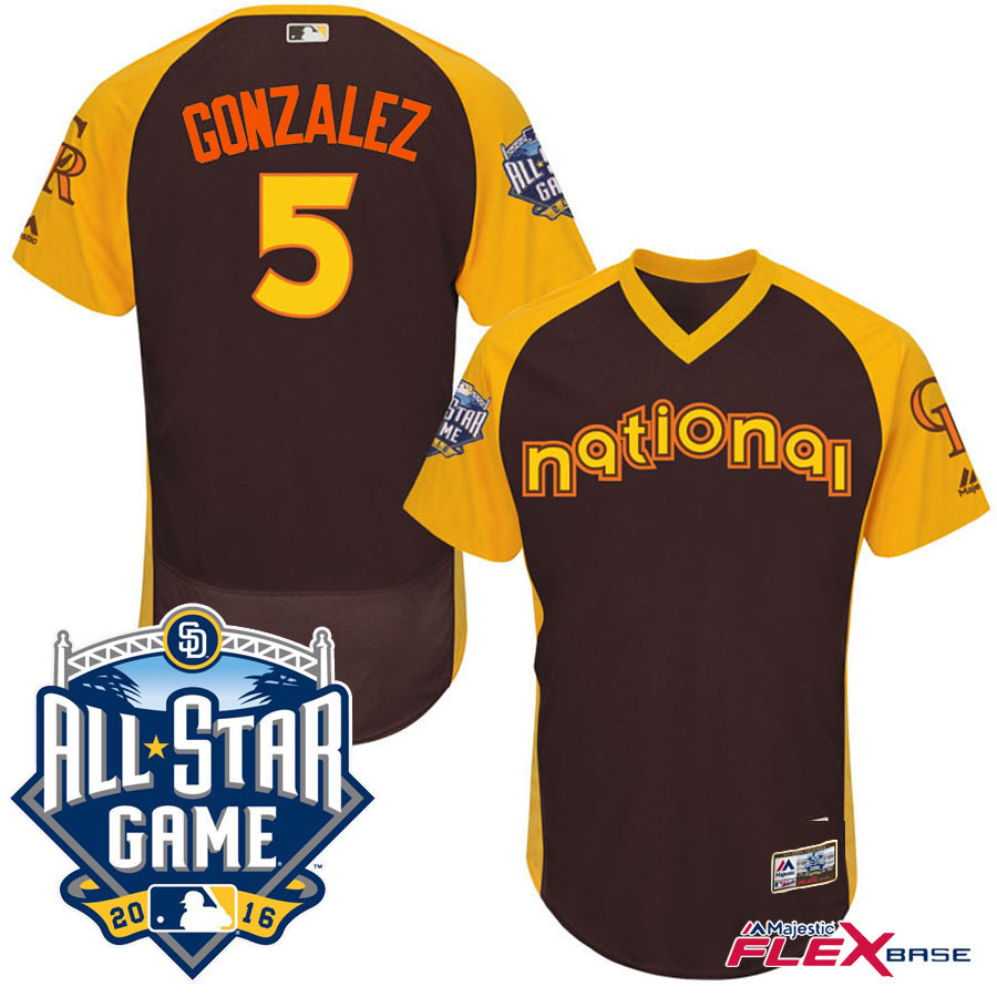 2016 MLB All-Star National Colorado Rockies #5 Carlos Gonzalez Brown Home Run Derby Flex Base Jersey