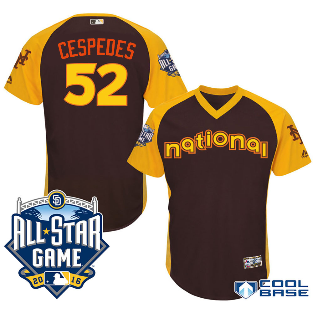 2016 MLB All-Star National New York Mets #52 Yoenis Cespedes Brown Home Run Derby Cool Base Jersey