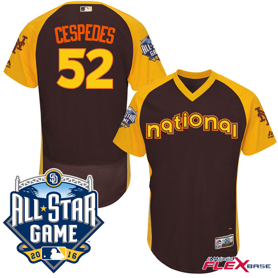 2016 MLB All-Star National New York Mets #52 Yoenis Cespedes Brown Home Run Derby Flex Base Jersey