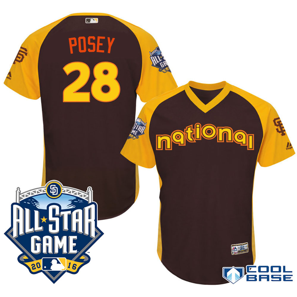 2016 MLB All-Star National San Francisco Giants #28 Buster Posey Brown Home Run Derby Cool Base Jersey