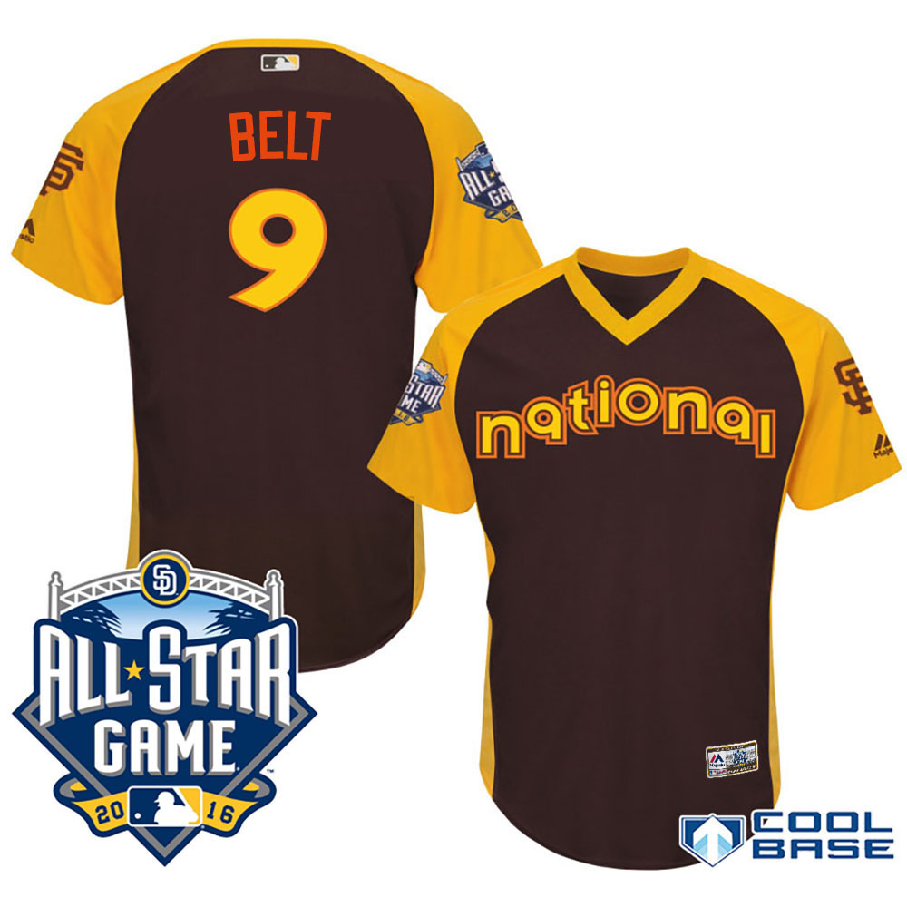 2016 MLB All-Star National San Francisco Giants #9 Brandon Belt Brown Home Run Derby Cool Base Jersey