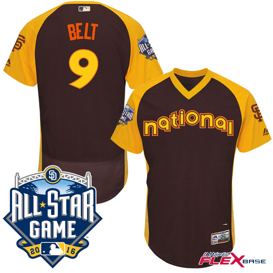 2016 MLB All-Star National San Francisco Giants #9 Brandon Belt Brown Home Run Derby Flex Base Jersey