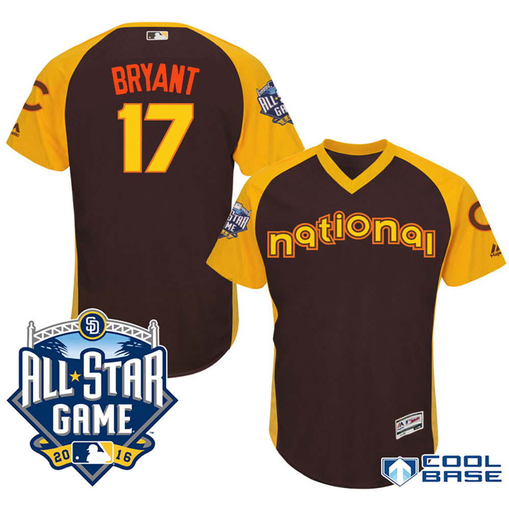 2016 MLB All-Star National Chicago Cubs Kris Bryant #17 Brown Home Run Derby Third Baseman Cool Base Jersey