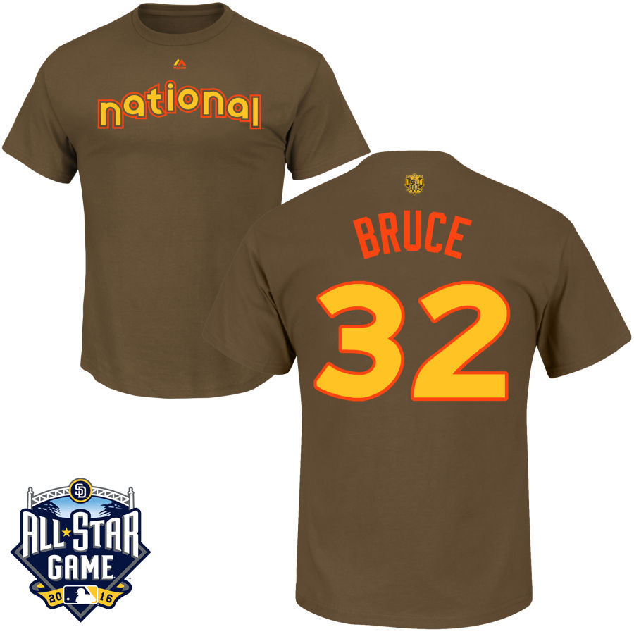 Cincinnati Reds Jay Bruce #32 Brown 2016 MLB All-Star Game National League Name & Number T-Shirt