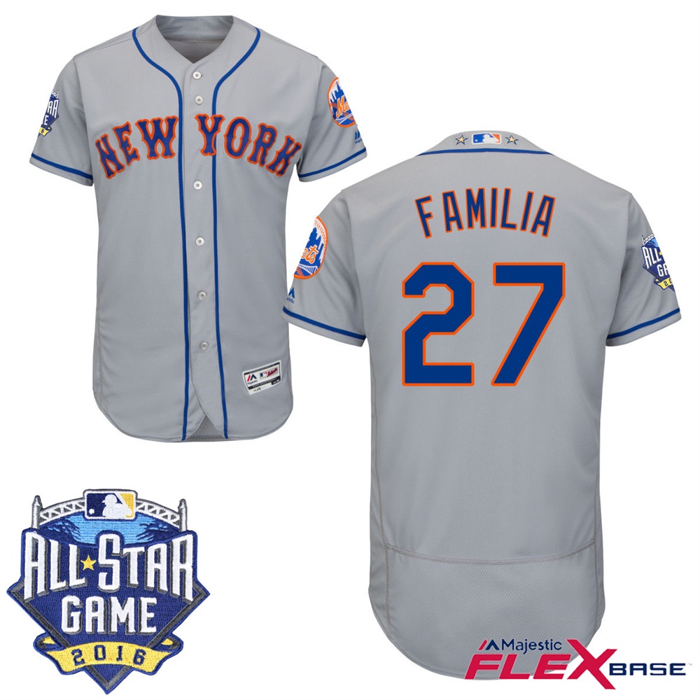 New York Mets #27 Jeurys Familia Gray 2016 MLB All-Star Game Patch Flex Base Jersey