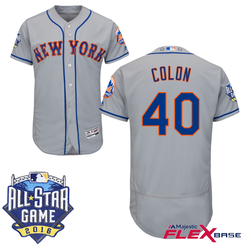 New York Mets #40 Bartolo Colon Gray 2016 MLB All-Star Game Patch Flex Base Jersey