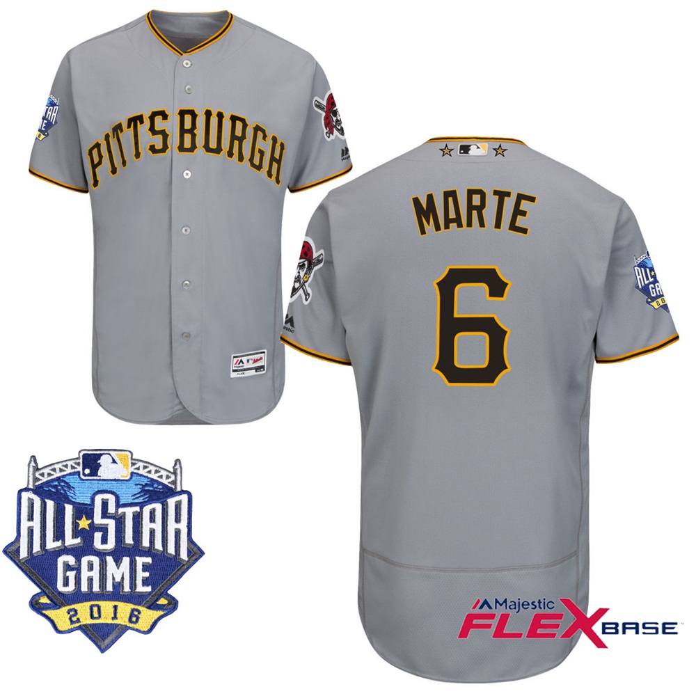 Pittsburgh Pirates #6 Starling Marte Gray 2016 MLB All-Star Game Patch Flex Base Jersey