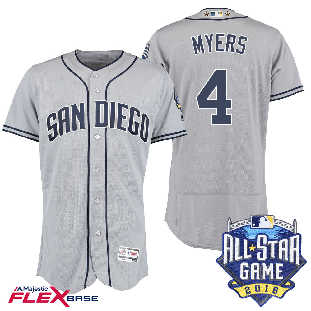 San Diego Padres #4 Wil Myers Gray 2016 MLB All-Star Game Patch Flex Base Jersey