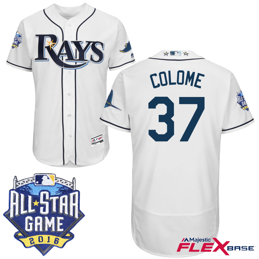 Tampa Bay Rays #37 Alex Colome White 2016 MLB All-Star Game Patch Flex Base Jersey