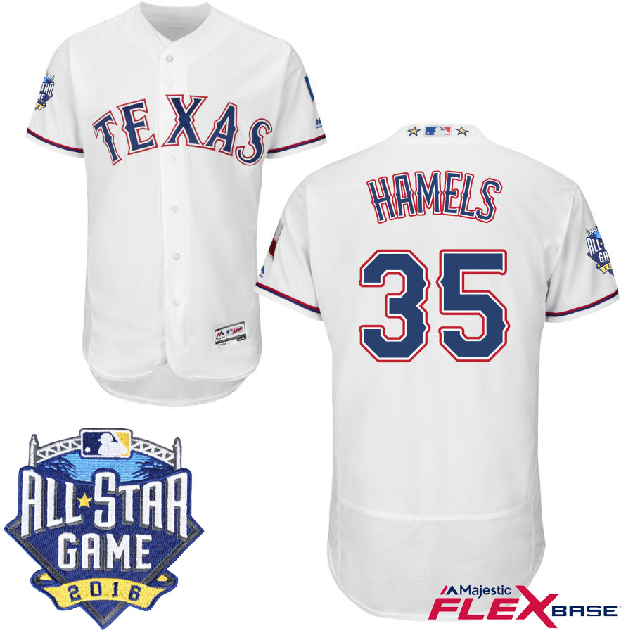 Texas Rangers #35 Cole Hamels White 2016 MLB All-Star Game Patch Flex Base Jersey