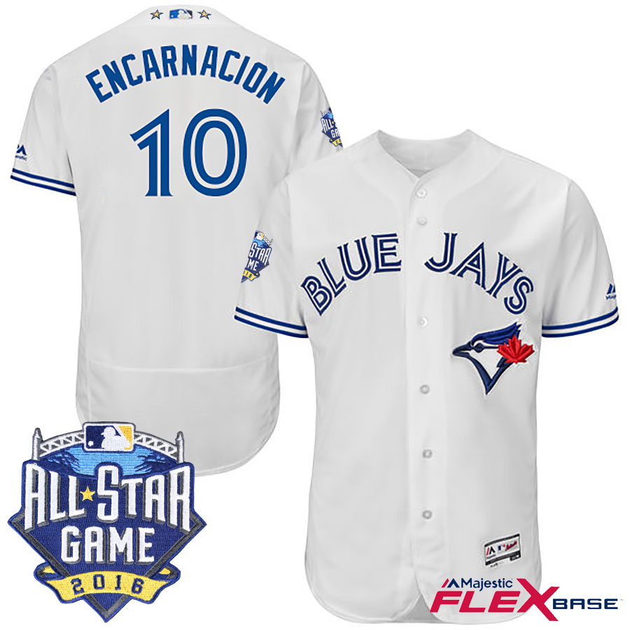 Toronto Blue Jays #10 Edwin Encarnacion White 2016 MLB All-Star Game Patch Flex Base Jersey