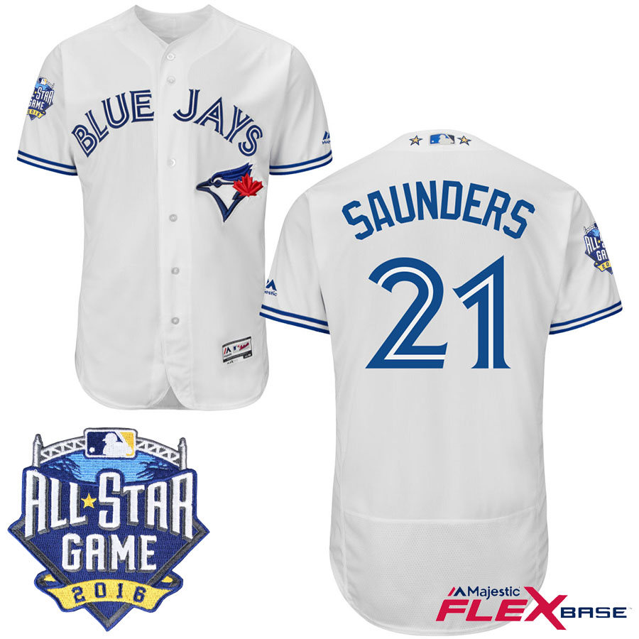 Toronto Blue Jays #21 Michael Saunders White 2016 MLB All-Star Game Patch Flex Base Jersey