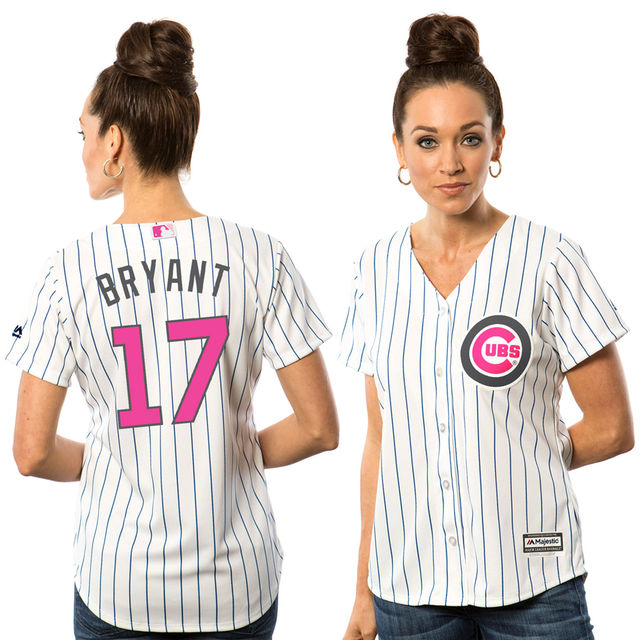 Women's 2016 Mother's Day Chicago Cubs #17 Kris Bryant White Home Cool Base Jersey