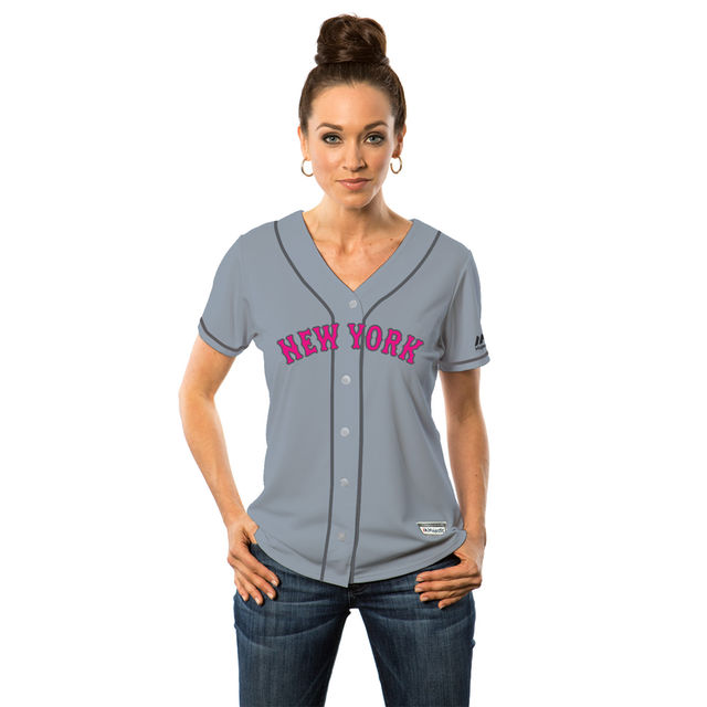 Women's 2016 Mother's Day New York Mets Gray Road Cool Base Team Jersey