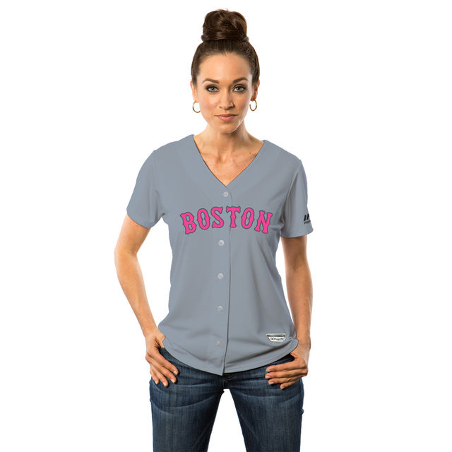 Women's 2016 Mother's Day Boston Red Sox Gray Road Cool Base Team Jersey