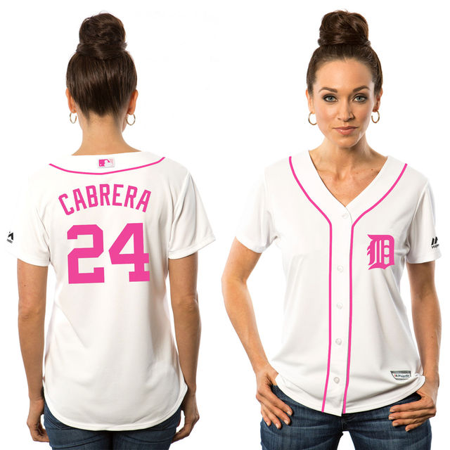 Women's 2016 Mother's Day Detroit Tigers #24 Miguel Cabrera White Home Cool Base Jersey