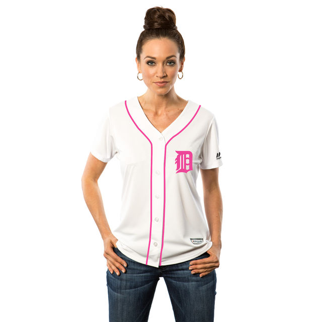 Women's 2016 Mother's Day Detroit Tigers White Home Cool Base Team Jersey