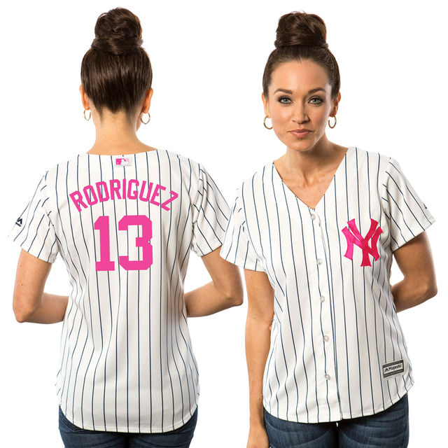 Women's 2016 Mother's Day New York Yankees #13 Alex Rodriguez White Home Cool Base Jersey