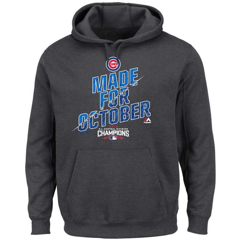 2016 NL Central Division Champions Chicago Cubs Charcoal Made for October Locker Room Pullover Hoodie