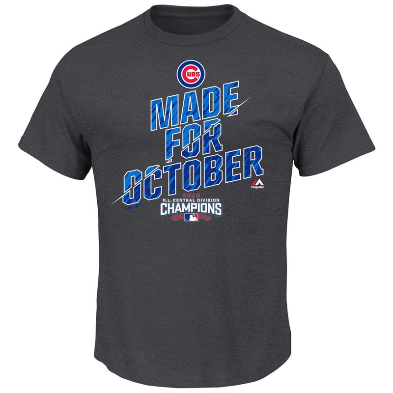 2016 NL Central Division Champions Chicago Cubs Charcoal Made for October Locker Room T-Shirt