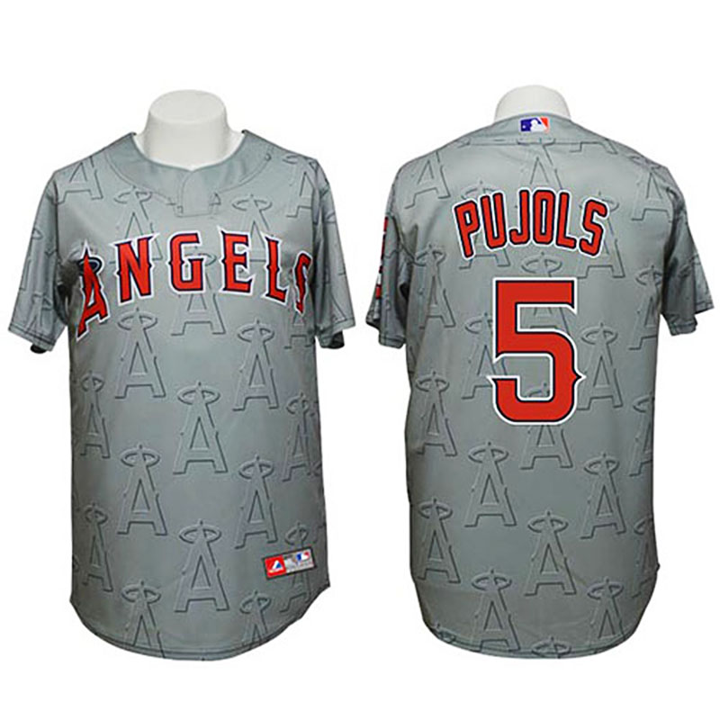 Angels #5 Albert Pujols Authentic 3D Fashion Grey Jersey