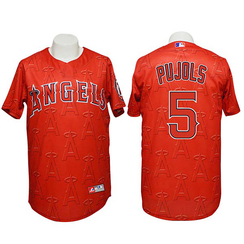 Angels #5 Albert Pujols Authentic 3D Fashion Red Jersey