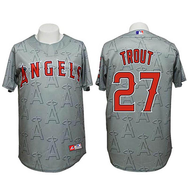 Angels #27 Mike Trout Authentic 3D Fashion Grey Jersey