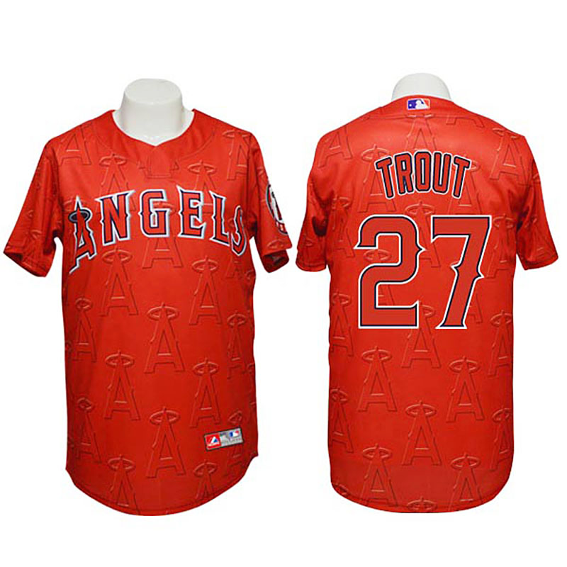 Angels #27 Mike Trout Authentic 3D Fashion Red Jersey