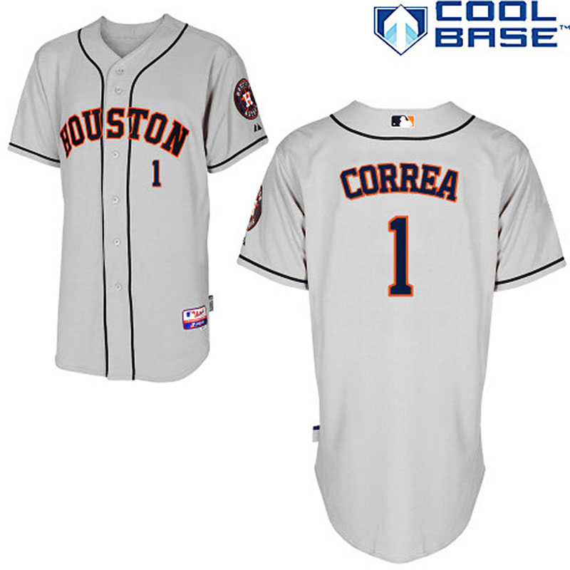 Houston Astros #1 Carlos Correa Gray Authentic Cool Base Jersey