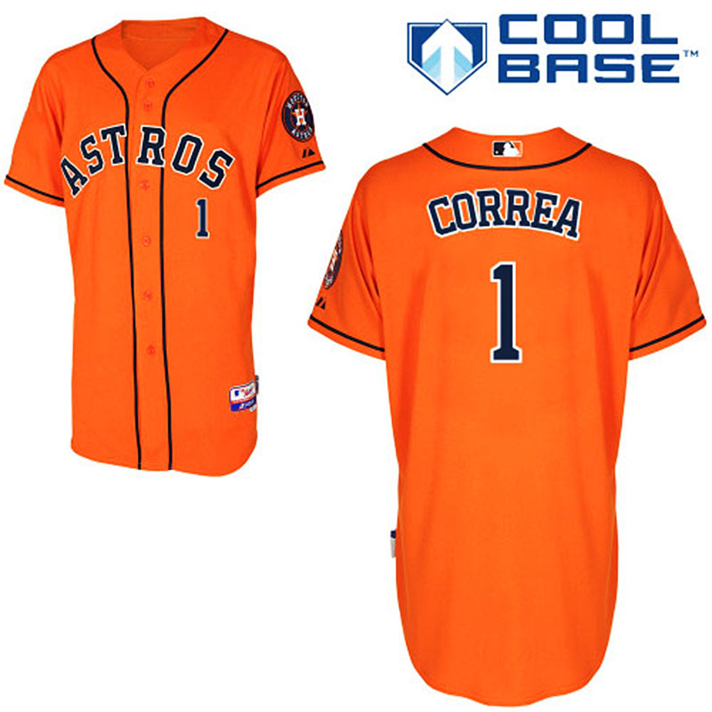 Houston Astros #1 Carlos Correa Orange Authentic Cool Base Jersey