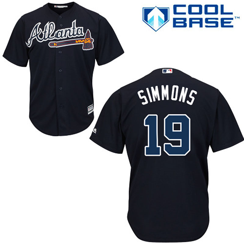 Atlanta Braves #19 Andrelton Simmons Blue Alternate Road Cool Base Jersey