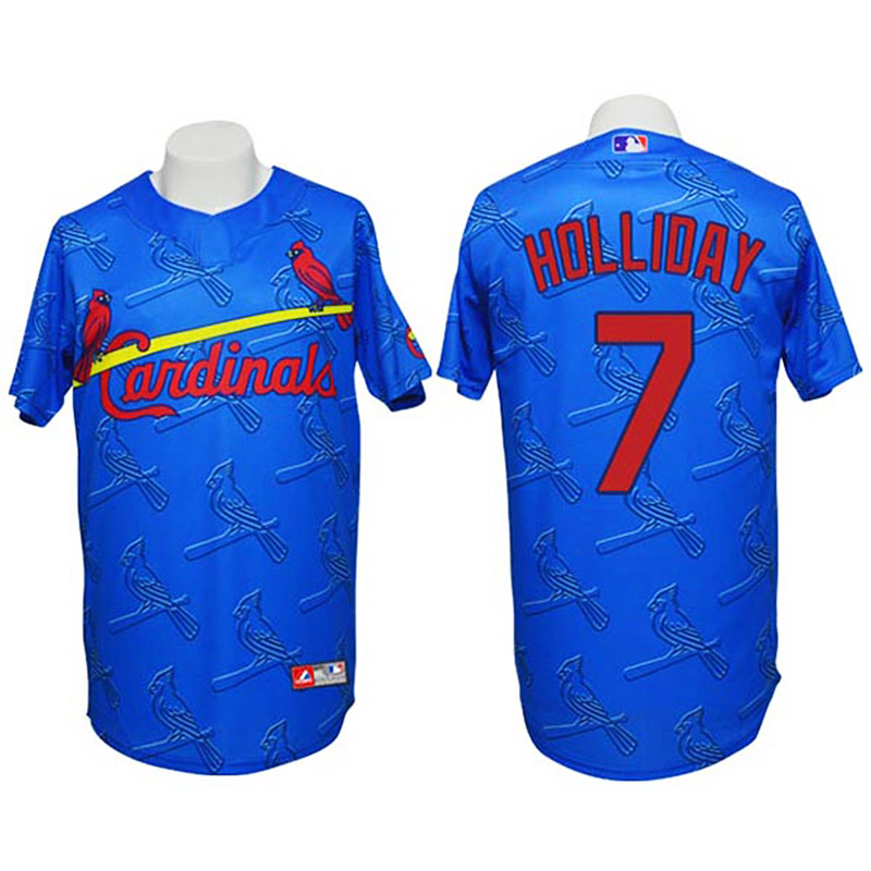 St. Louis Cardinals #7 Matt Holliday Conventional 3D Fashion Blue Jersey