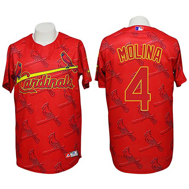 St. Louis Cardinals #4 Yadier Molina Conventional 3D Fashion Red Jersey