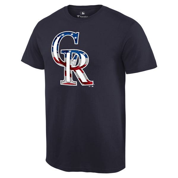 Colorado Rockies Navy Banner Wave Team T-Shirt