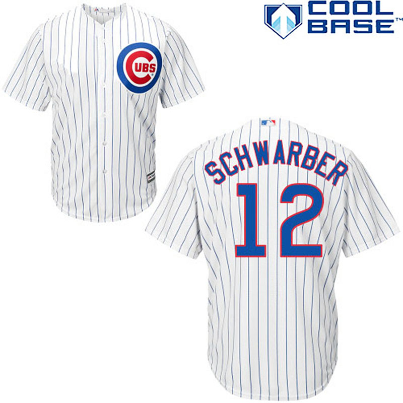 Chicago Cubs #12 Kyle Schwarber White Cool Base Home Jersey