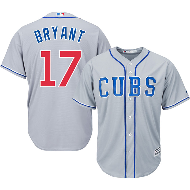 Chicago Cubs #17 Kris Bryant Gray Cool Base Road Jersey