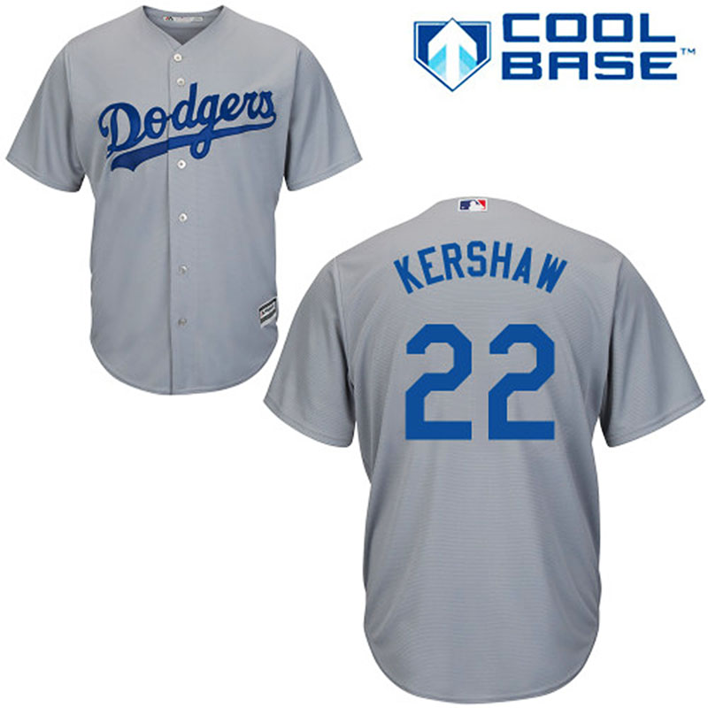 Los Angeles Dodgers #22 Clayton Kershaw Grey Cool Base Alternate Road Jersey