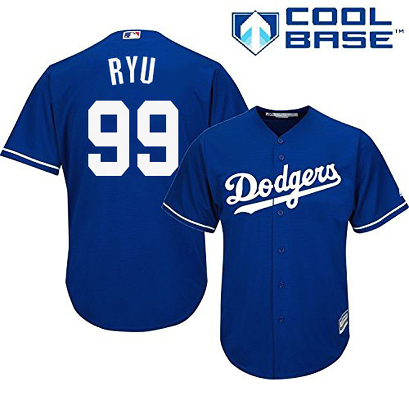 Los Angeles Dodgers #99 Hyun-Jin Ryu Blue Authentic Cool Base Alternate Jersey