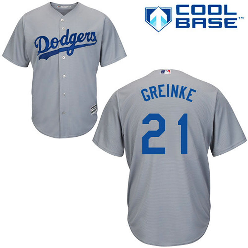 Los Angeles Dodgers #21 Zack Greinke Grey Cool Base Alternate Road Jersey