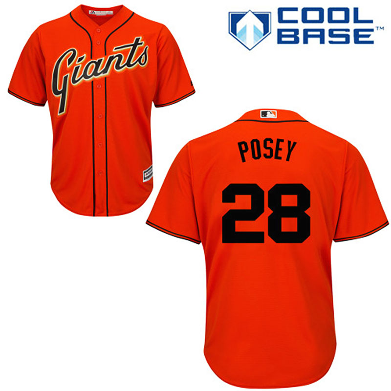 San Francisco Giants #28 Buster Posey Orange Alternate Cool Base Jersey