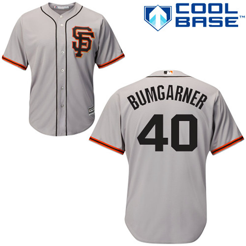 San Francisco Giants #40 Madison Bumgarner Gray Road Cool Base Jersey