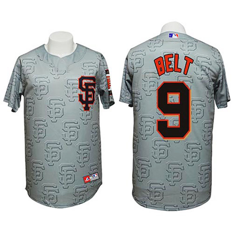 San Francisco Giants #9 Brandon Belt Authentic 3D Fashion Grey Jersey